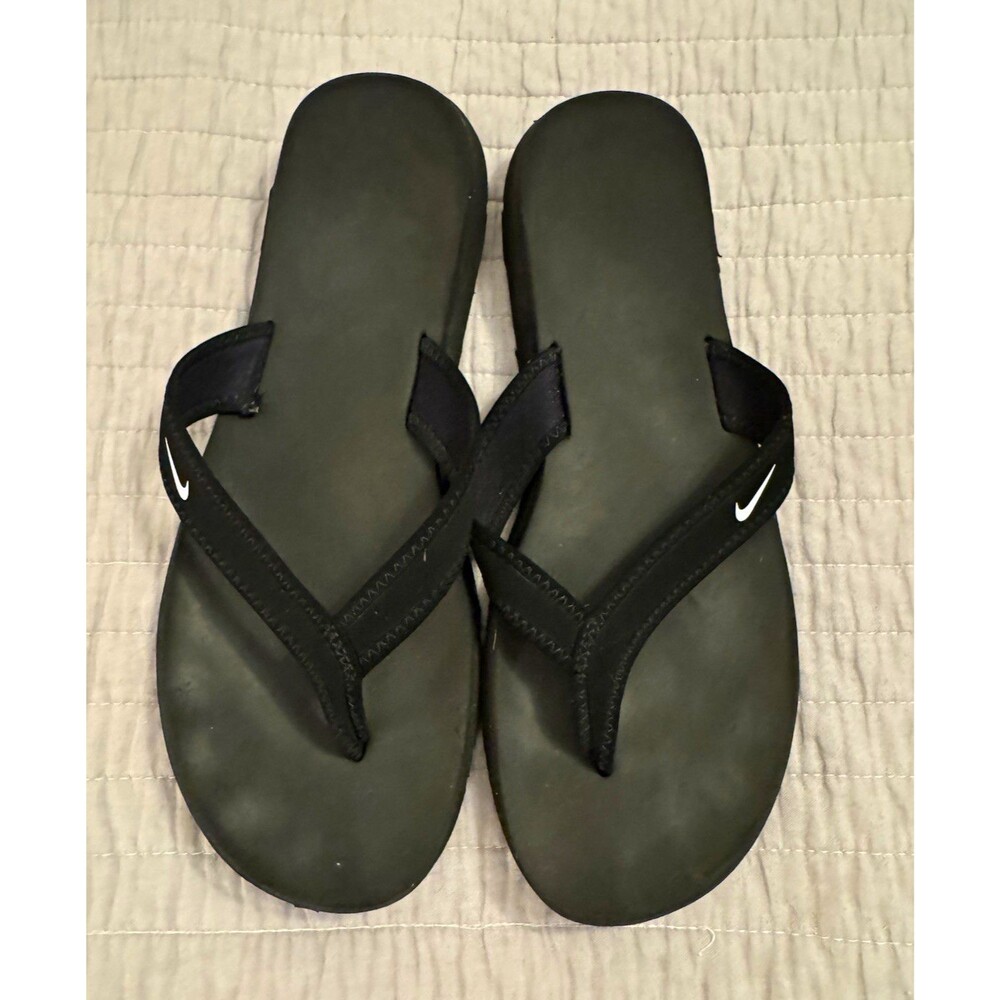 Nike Women's Black Thong Slip-On Sandals Logo MPN 314870-011 US 10 EU 42